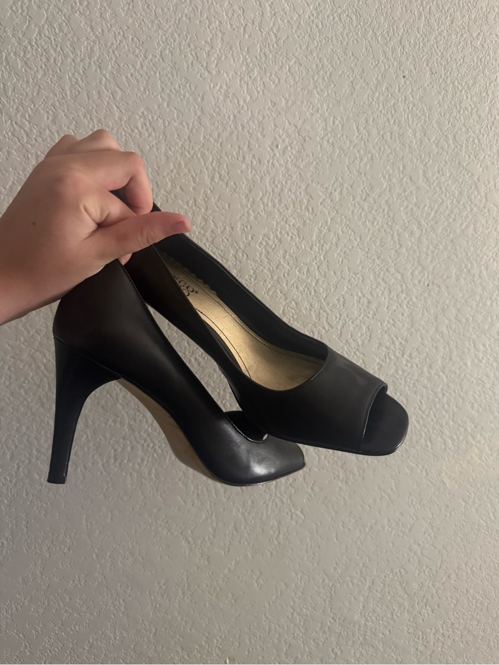 Franco Sarto Black Peep-Toe Stiletto Heels